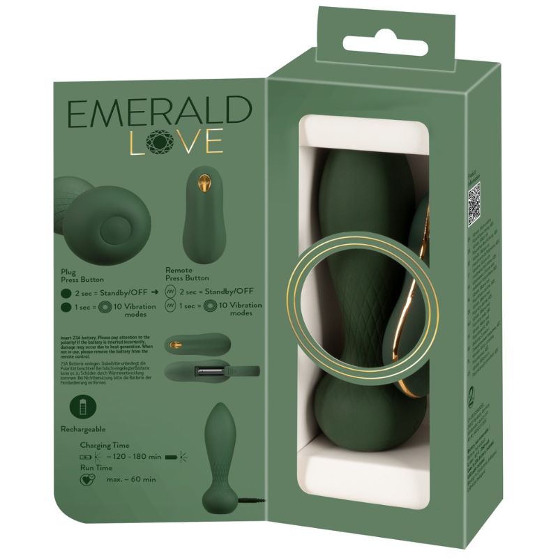 Smaragdgroene Luxe Anaal Vibrator met afstandsbediening