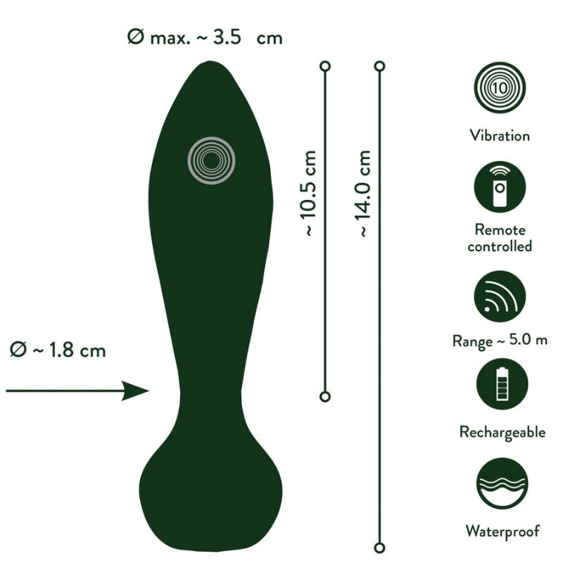 Smaragdgroene Luxe Anaal Vibrator met afstandsbediening